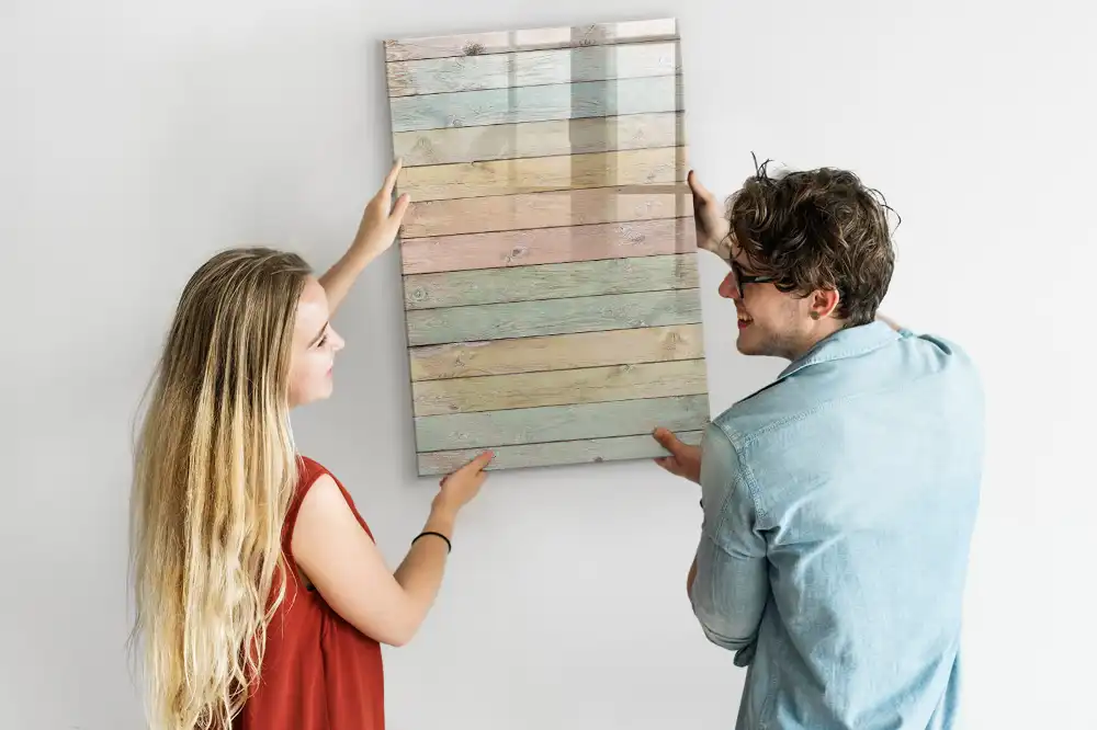 Tableau magnétique pour écriture avec fond en bois pastel