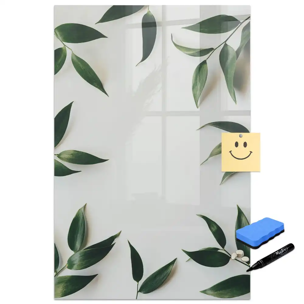 Tableau magnétique avec feutre motif couronne de feuilles vertes