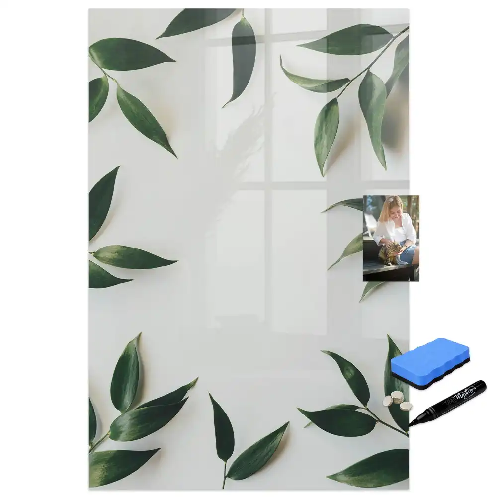 Tableau magnétique avec feutre motif couronne de feuilles vertes