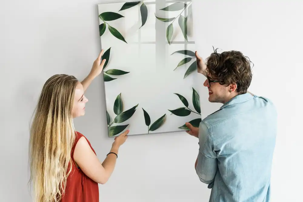 Tableau magnétique avec feutre motif couronne de feuilles vertes