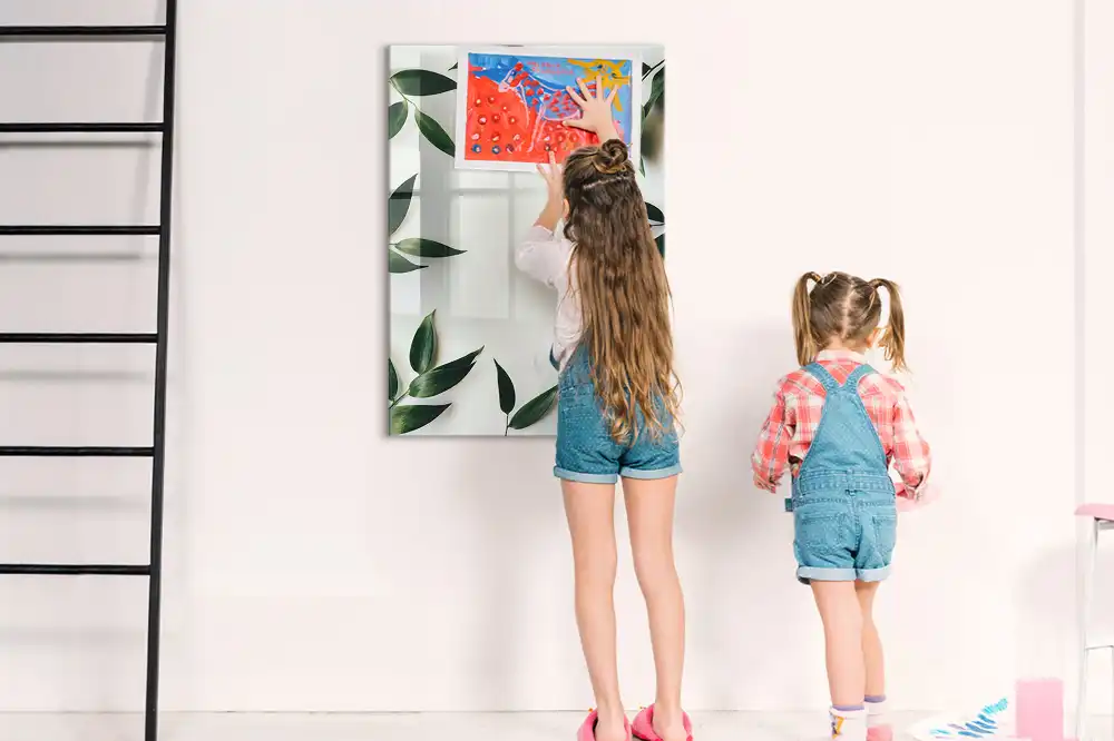 Tableau magnétique avec feutre motif couronne de feuilles vertes