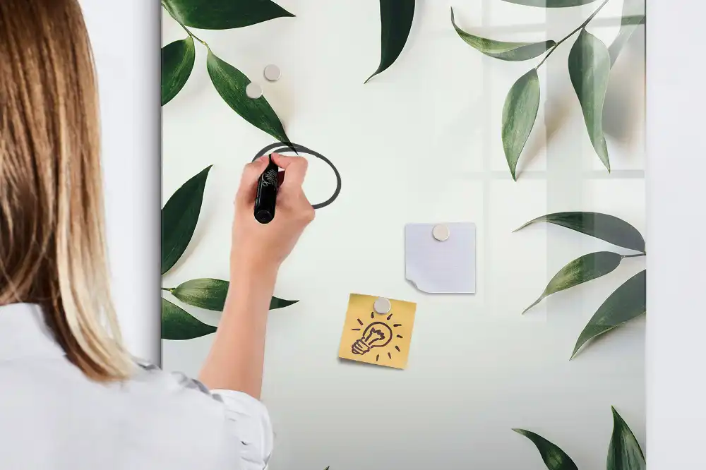Tableau magnétique avec feutre motif couronne de feuilles vertes