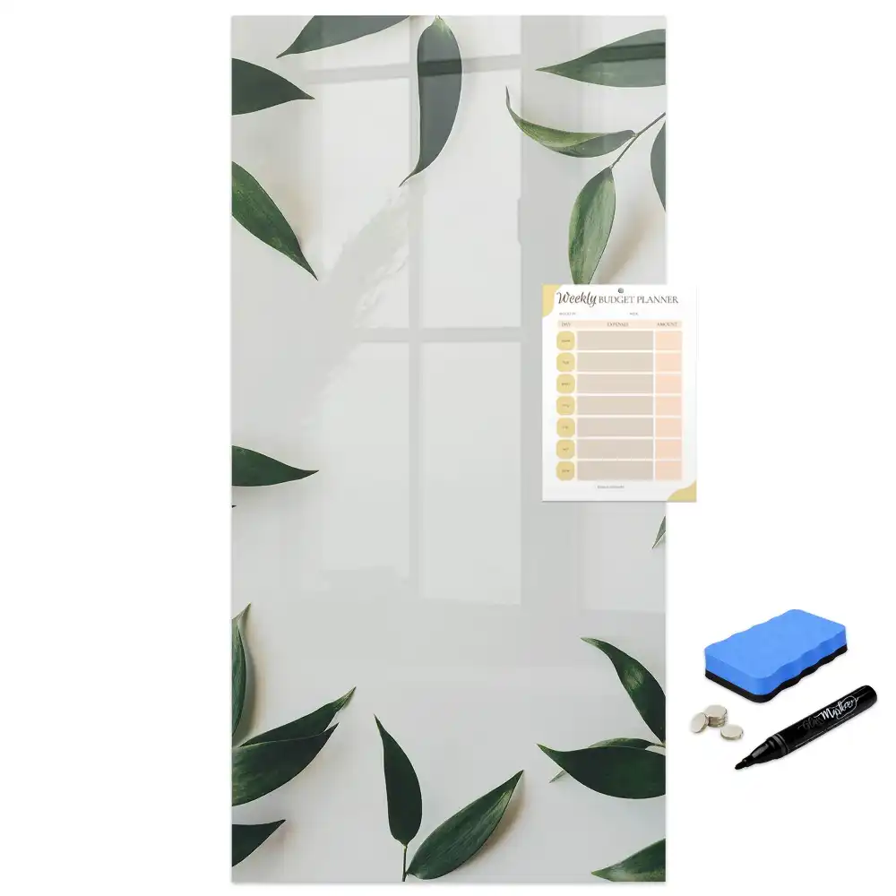 Tableau magnétique avec feutre motif couronne de feuilles vertes