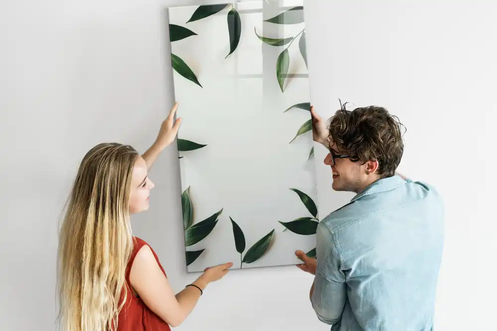 Tableau magnétique avec feutre motif couronne de feuilles vertes