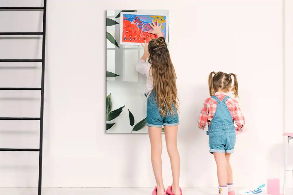 Tableau magnétique avec feutre motif couronne de feuilles vertes