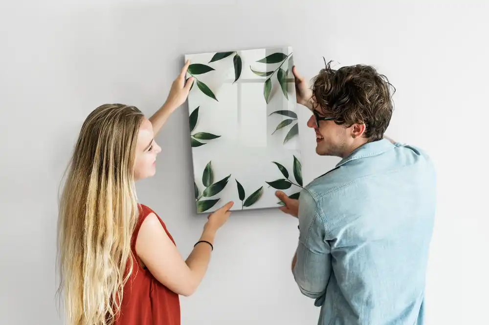 Tableau magnétique avec feutre motif couronne de feuilles vertes
