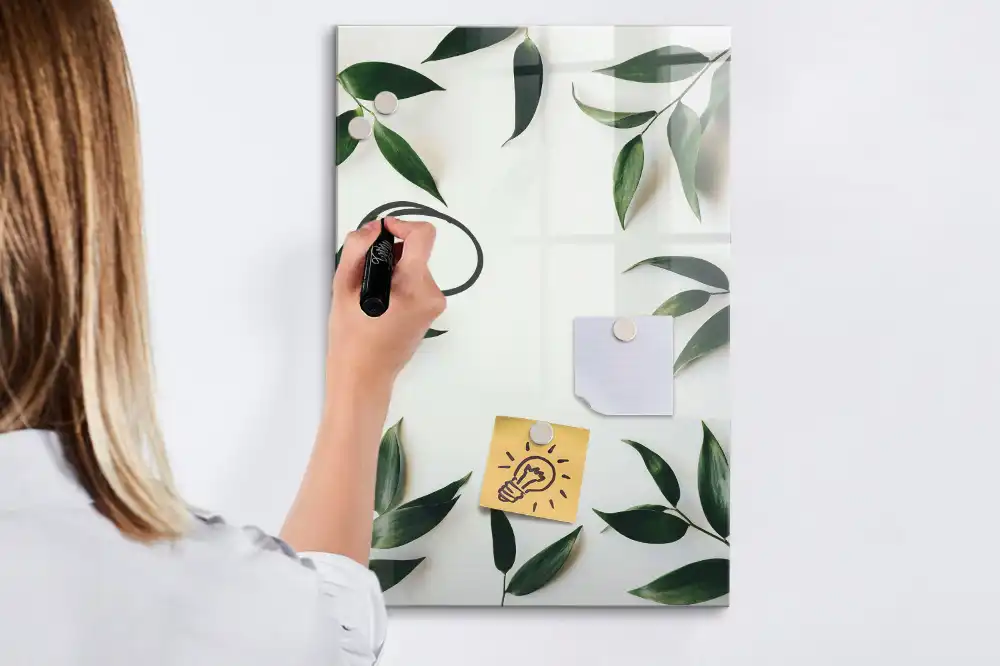 Tableau magnétique avec feutre motif couronne de feuilles vertes