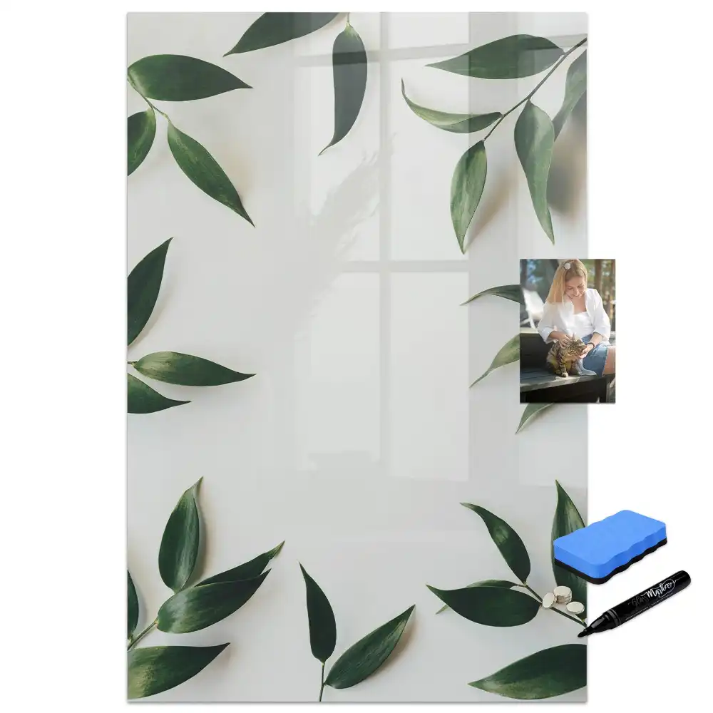 Tableau magnétique avec feutre motif couronne de feuilles vertes