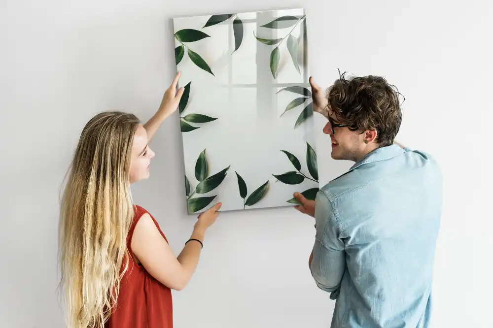 Tableau magnétique avec feutre motif couronne de feuilles vertes