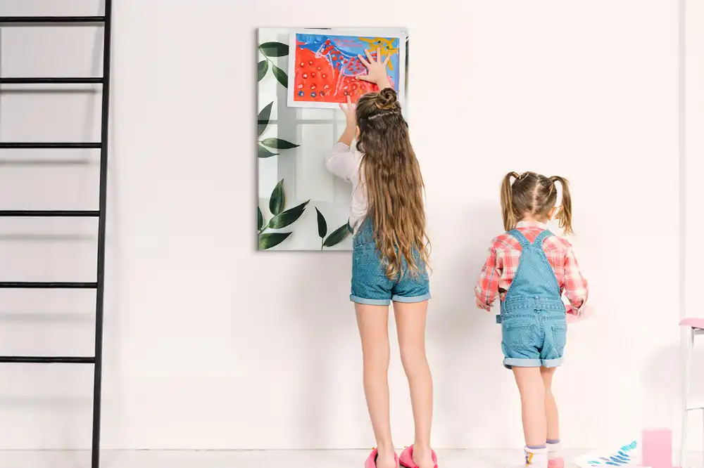Tableau magnétique avec feutre motif couronne de feuilles vertes