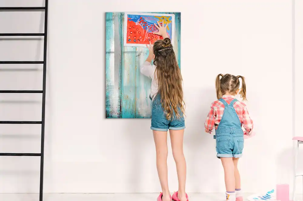Tableau magnétique pour dessin en bois style rétro