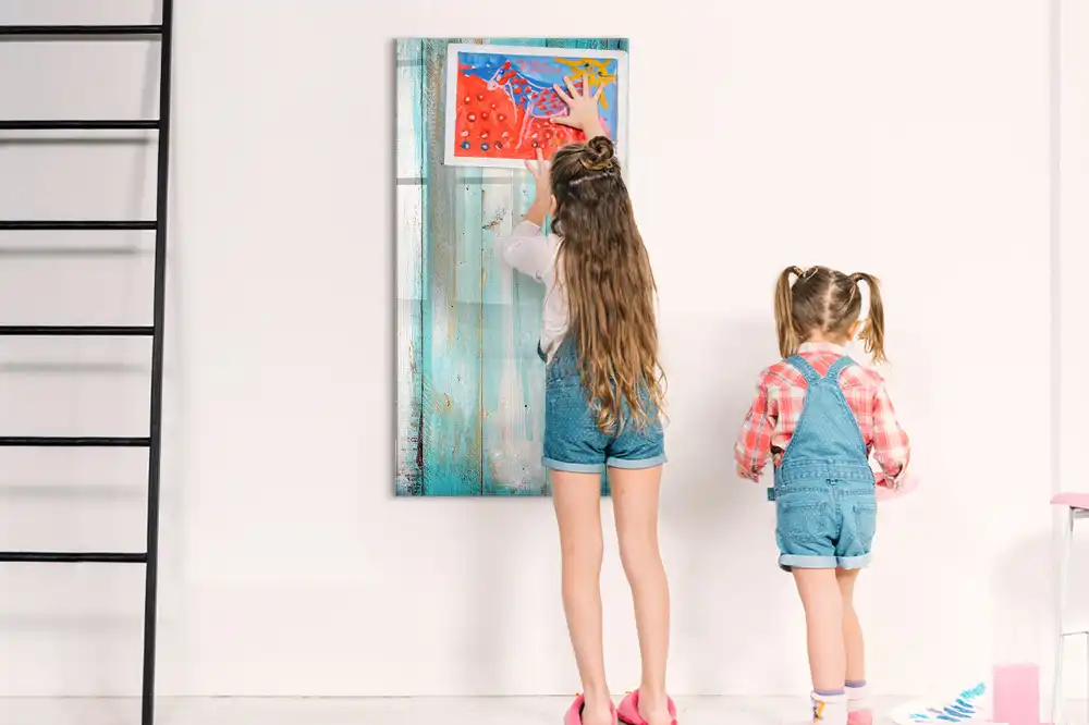 Tableau magnétique pour dessin en bois style rétro