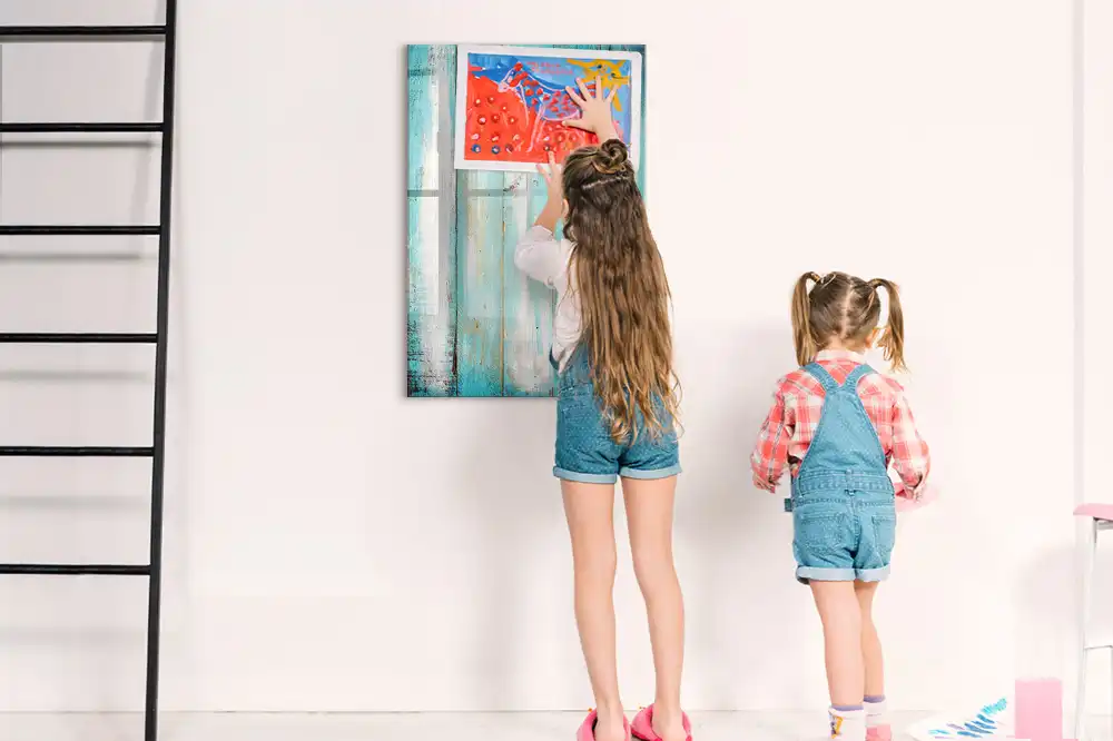 Tableau magnétique pour dessin en bois style rétro