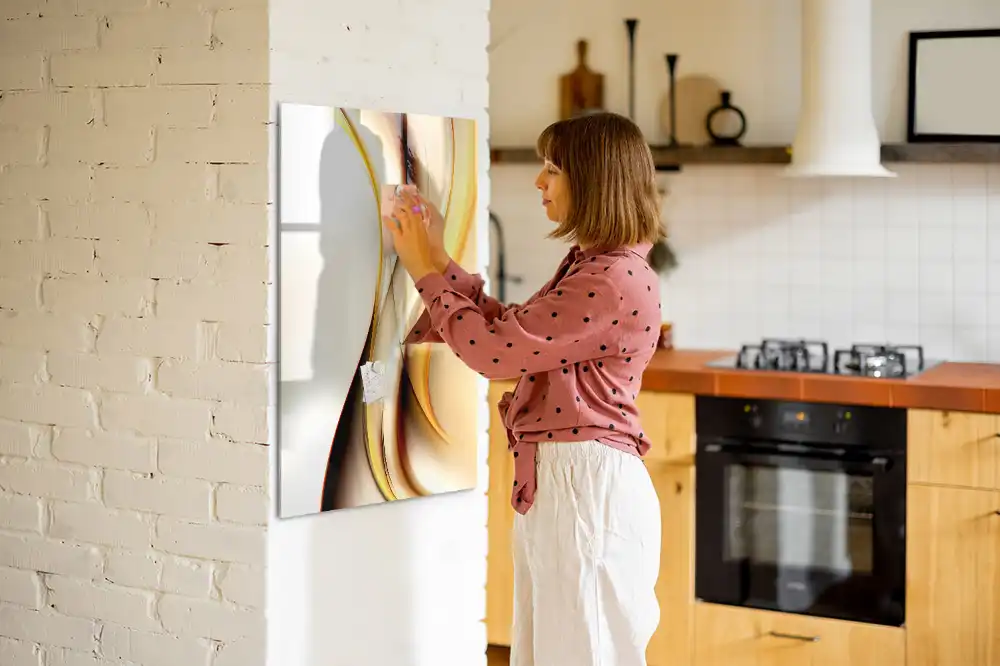 Tableau magnétique effaçable à motif vague abstraite dorée