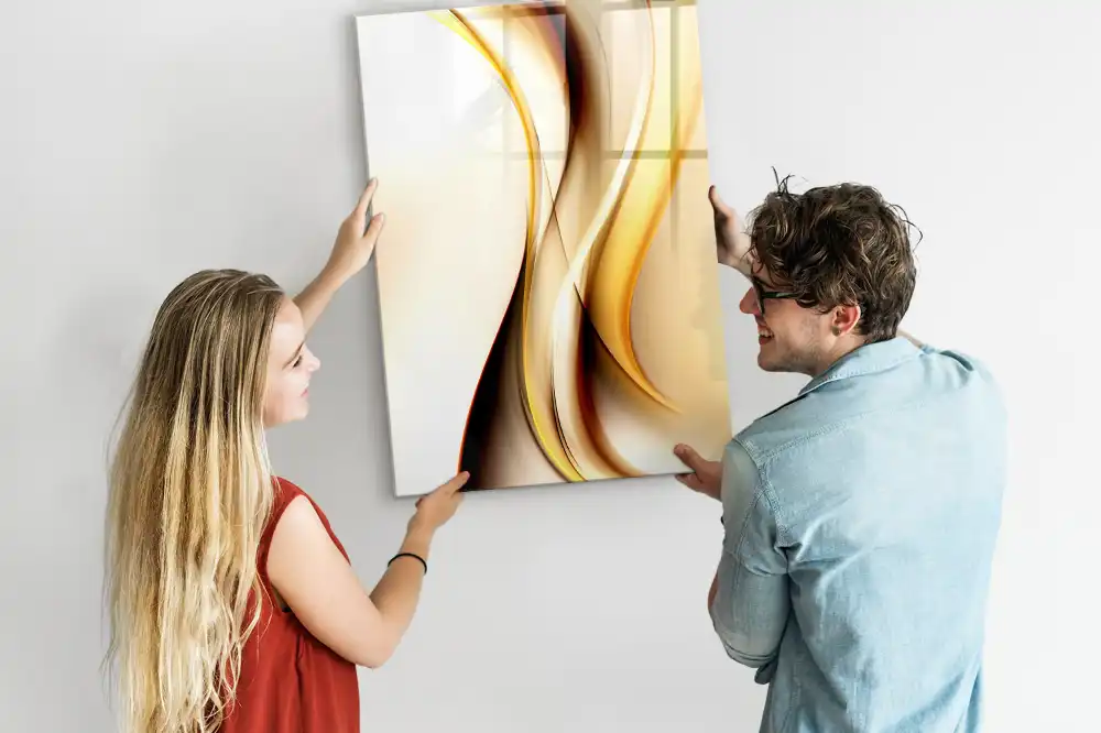 Tableau magnétique effaçable à motif vague abstraite dorée