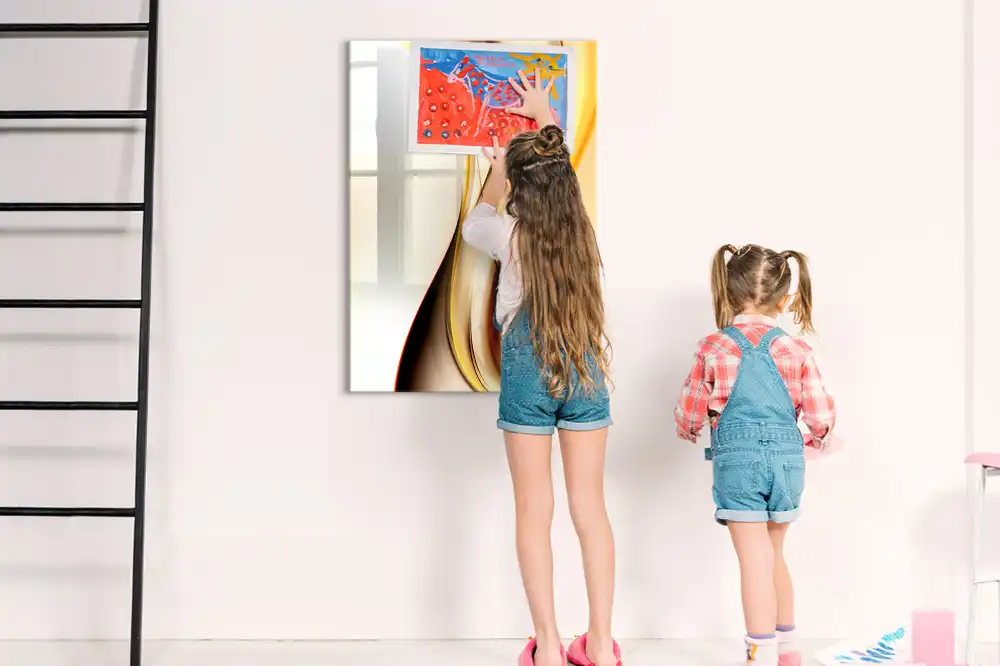 Tableau magnétique effaçable à motif vague abstraite dorée
