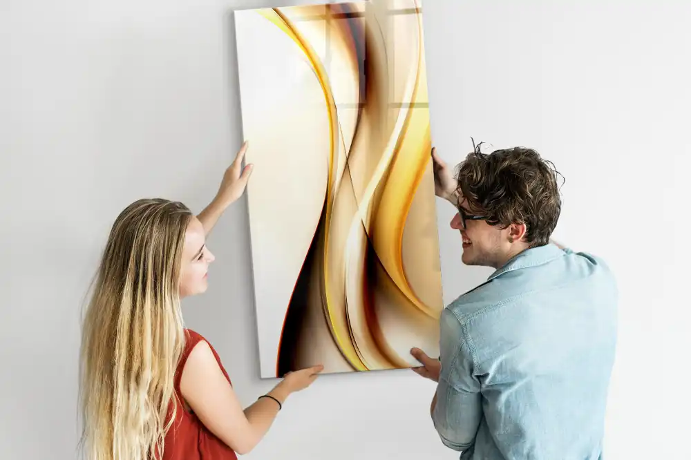 Tableau magnétique effaçable à motif vague abstraite dorée