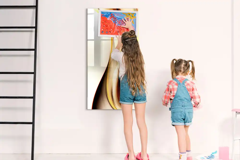 Tableau magnétique effaçable à motif vague abstraite dorée