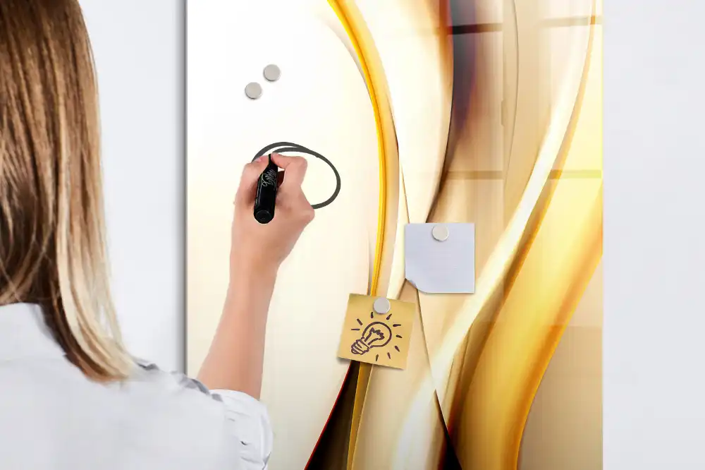 Tableau magnétique effaçable à motif vague abstraite dorée