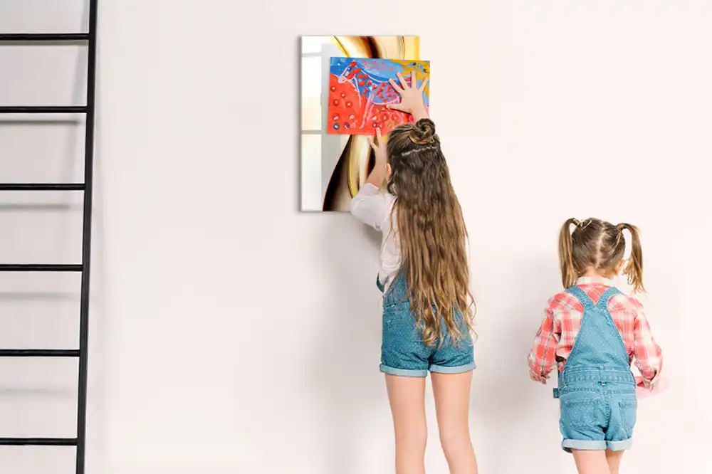 Tableau magnétique effaçable à motif vague abstraite dorée