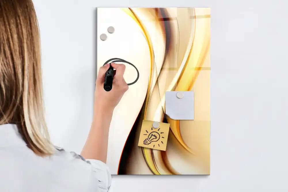 Tableau magnétique effaçable à motif vague abstraite dorée