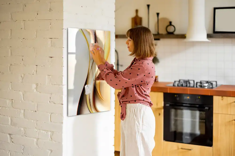 Tableau magnétique effaçable à motif vague abstraite dorée