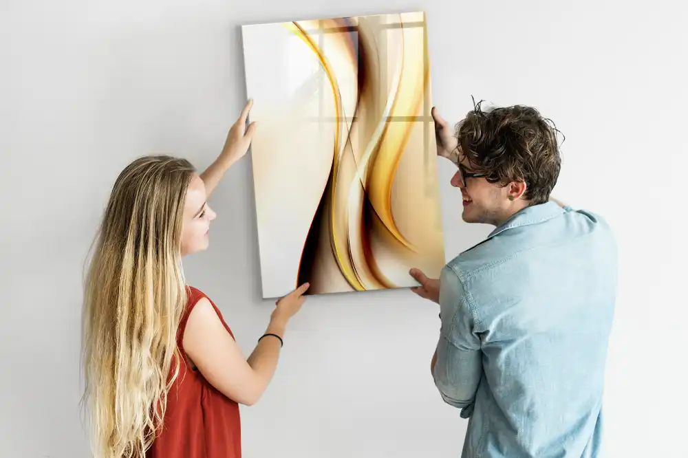Tableau magnétique effaçable à motif vague abstraite dorée
