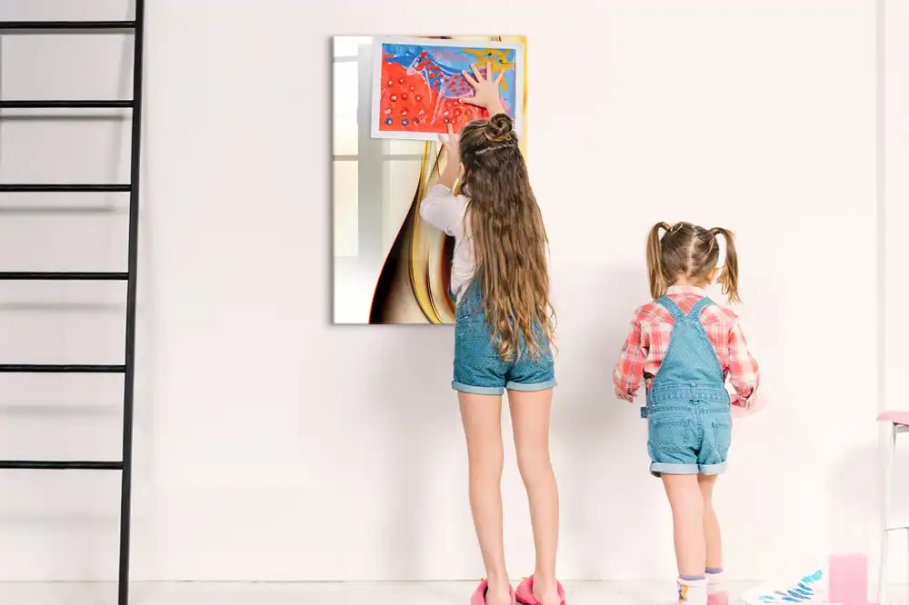 Tableau magnétique effaçable à motif vague abstraite dorée