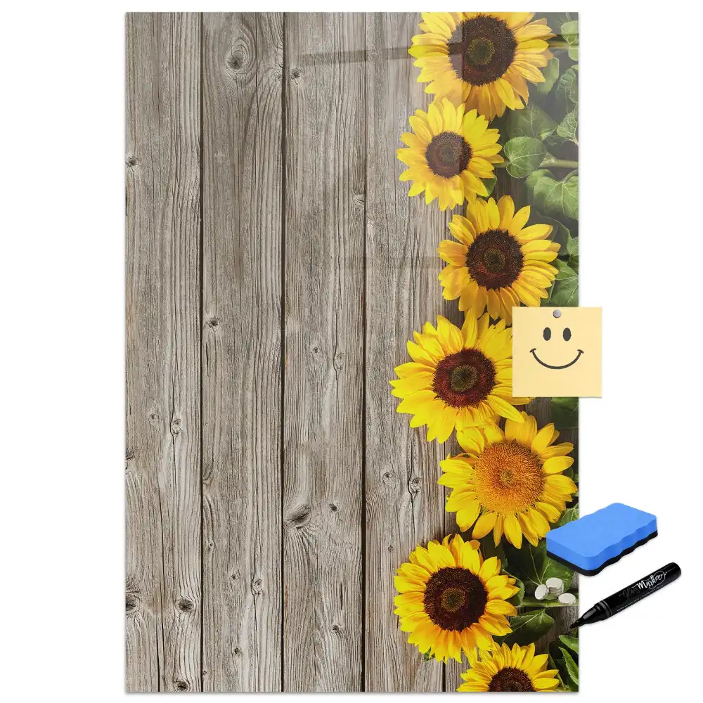 Tableau magnétique en bois motif tournesol pour dessin