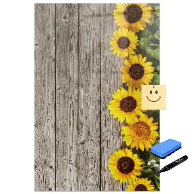 Tableau magnétique en bois motif tournesol pour dessin