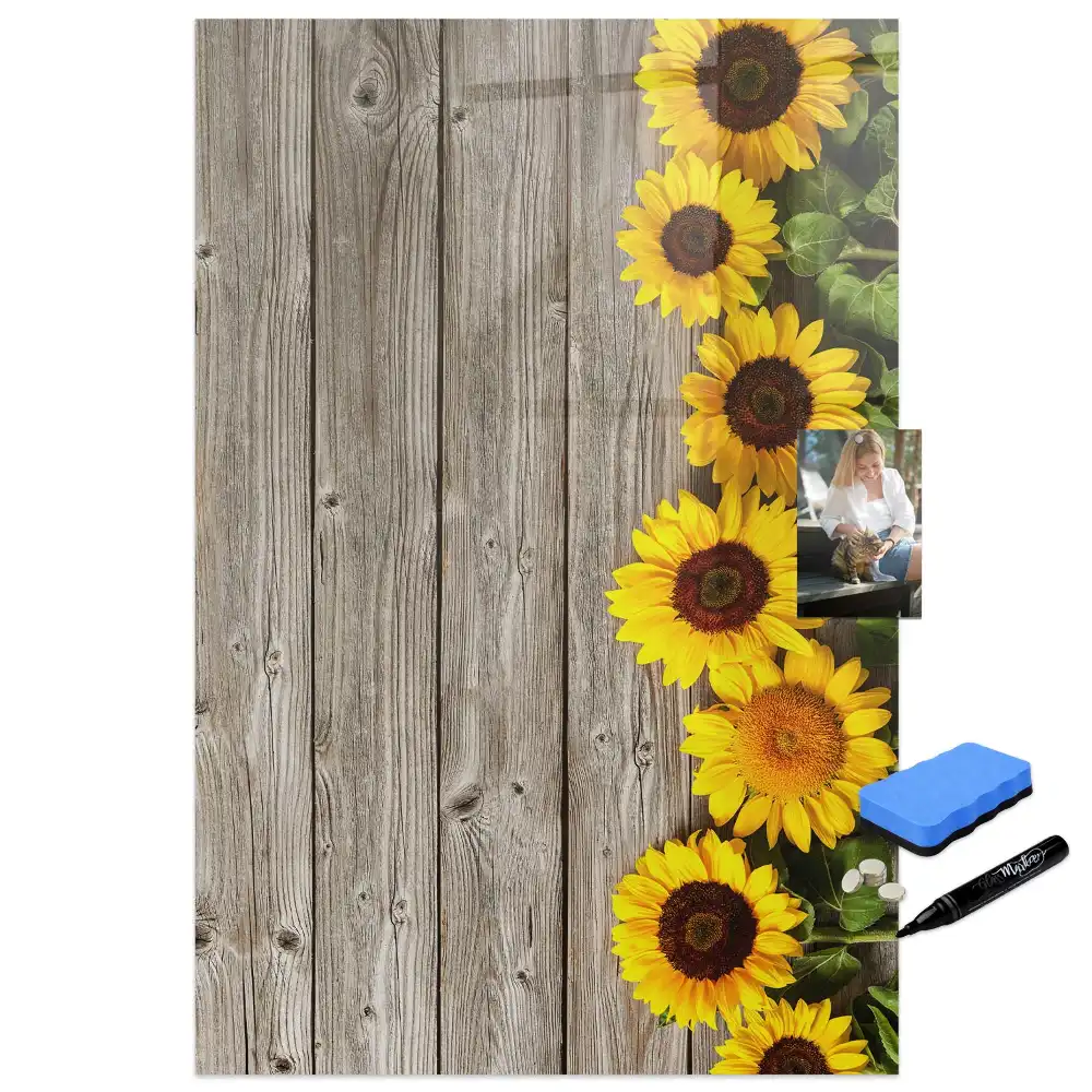 Tableau magnétique en bois motif tournesol pour dessin