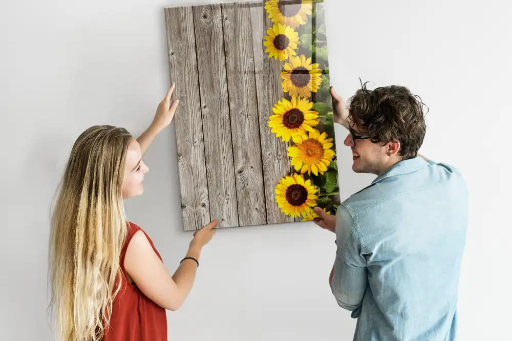 Tableau magnétique en bois motif tournesol pour dessin