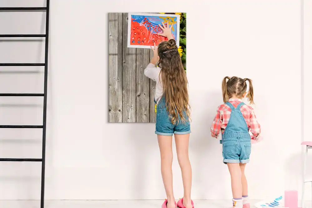 Tableau magnétique en bois motif tournesol pour dessin