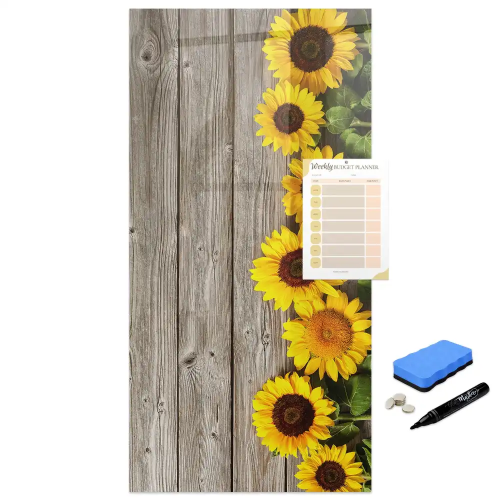 Tableau magnétique en bois motif tournesol pour dessin