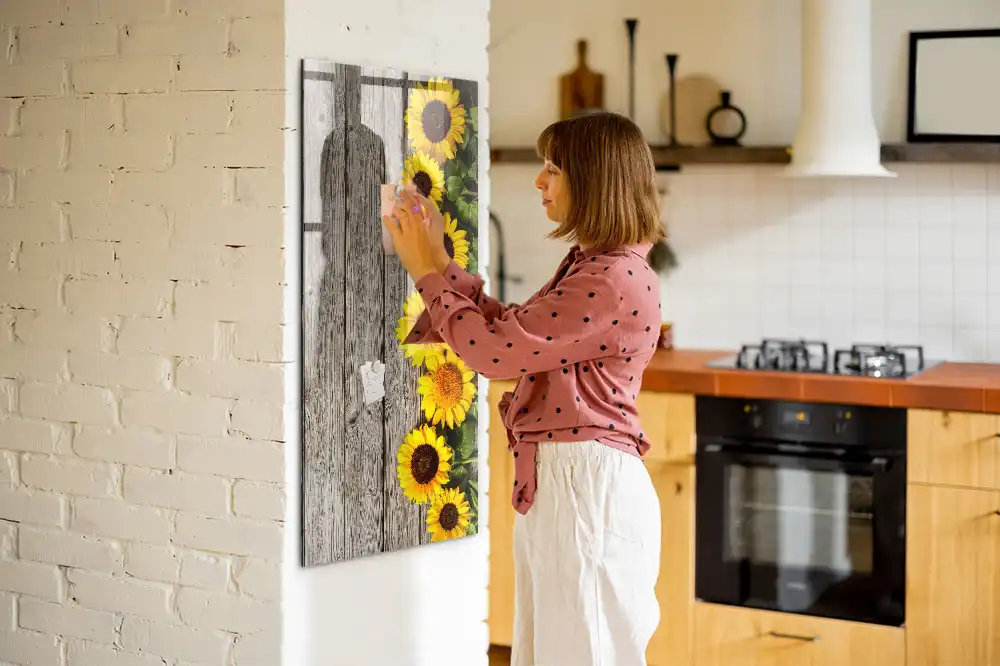 Tableau magnétique en bois motif tournesol pour dessin