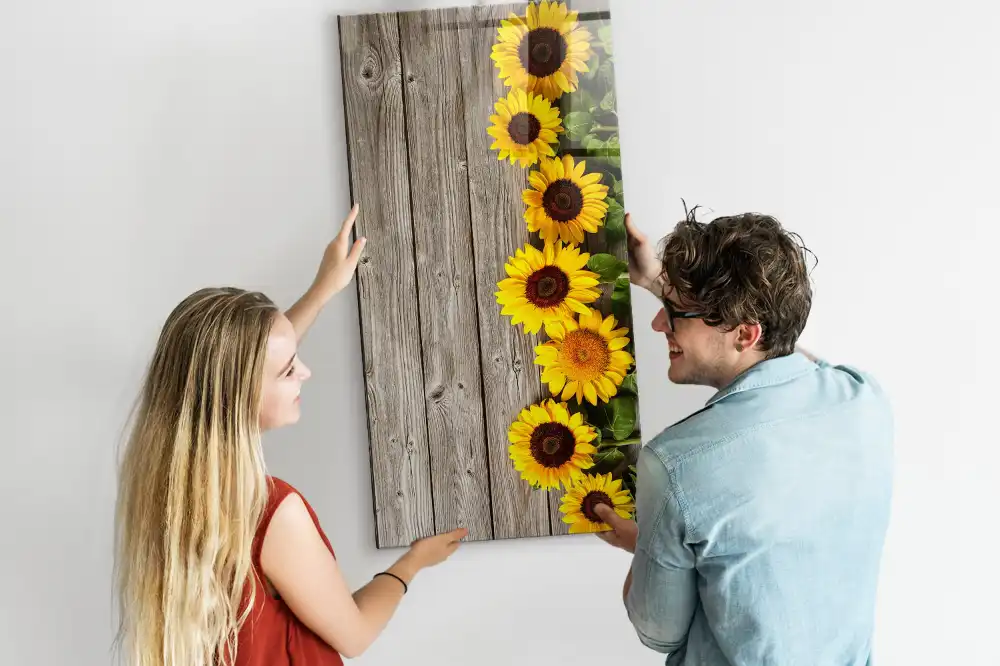 Tableau magnétique en bois motif tournesol pour dessin