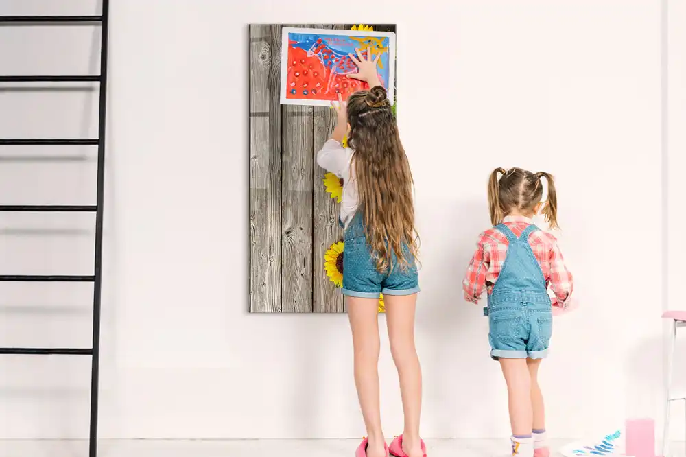 Tableau magnétique en bois motif tournesol pour dessin