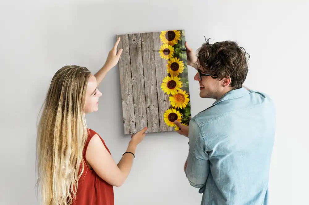 Tableau magnétique en bois motif tournesol pour dessin