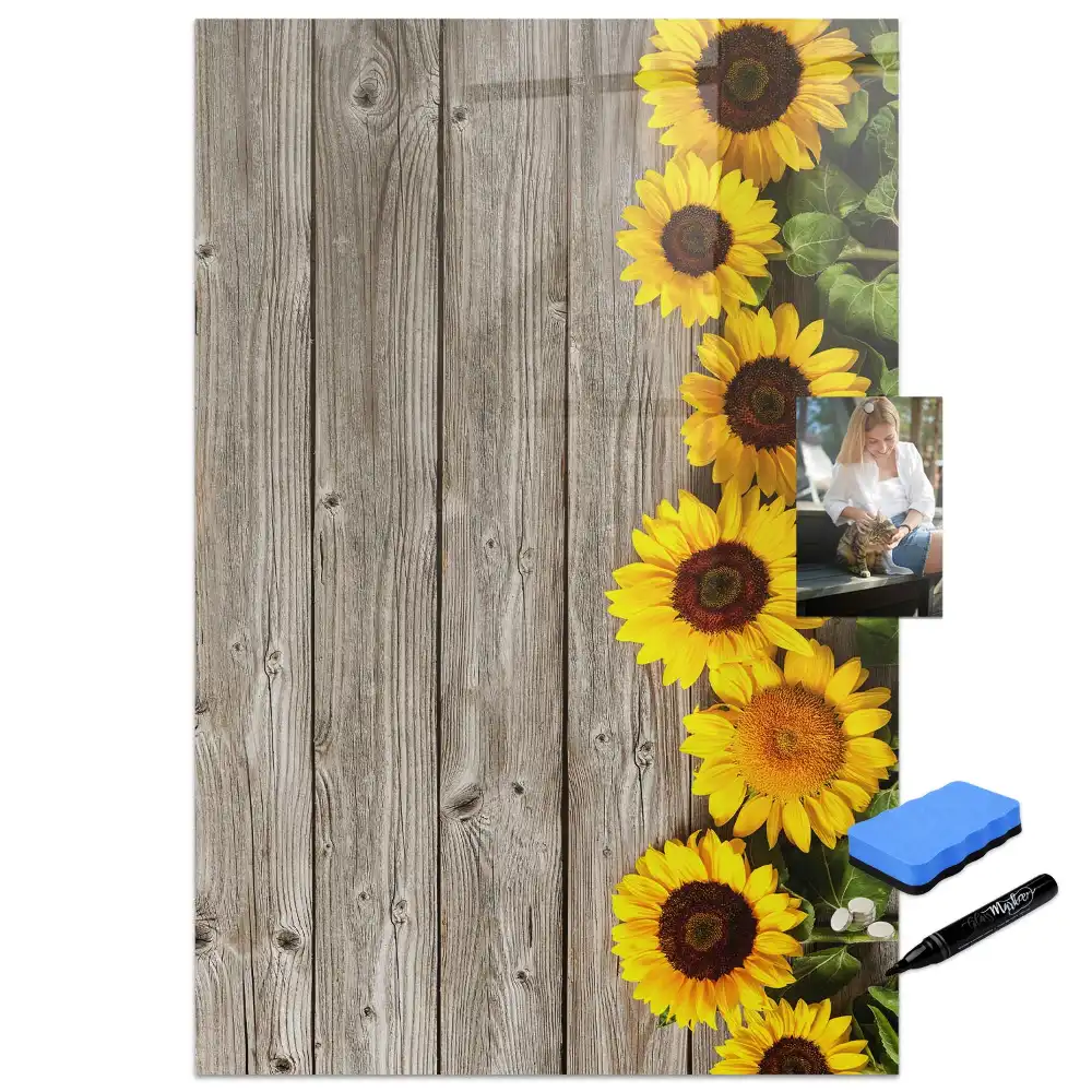 Tableau magnétique en bois motif tournesol pour dessin