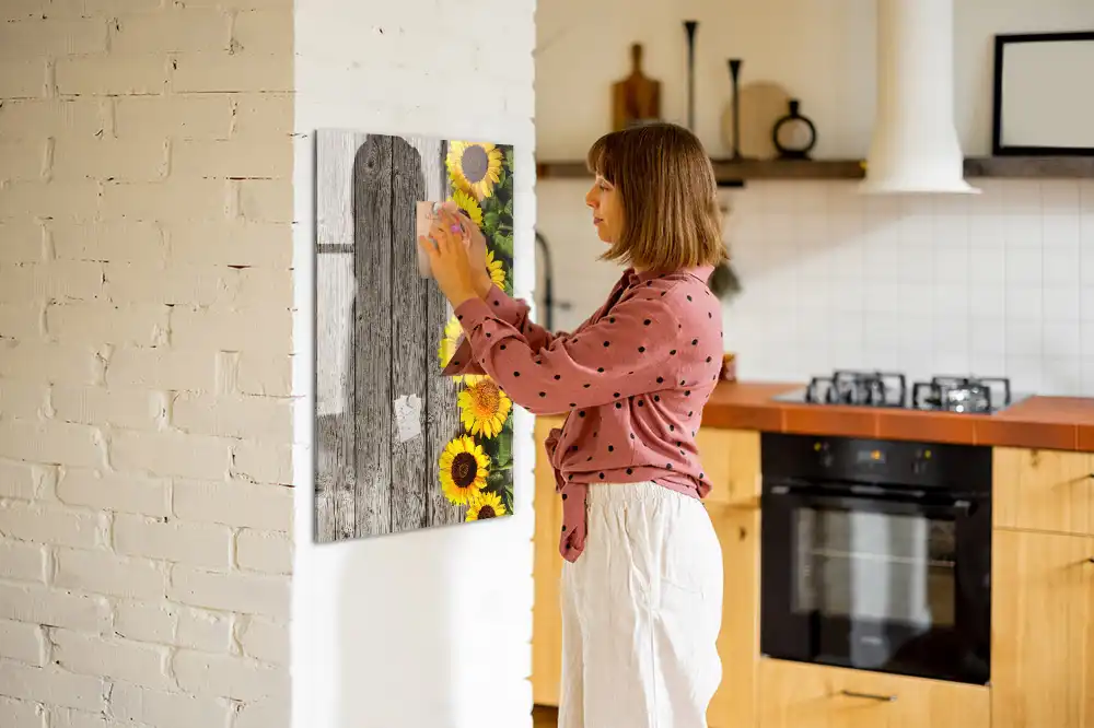 Tableau magnétique en bois motif tournesol pour dessin