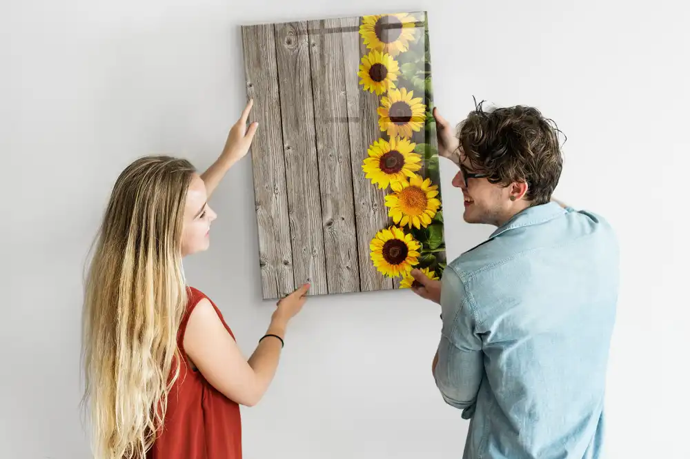 Tableau magnétique en bois motif tournesol pour dessin
