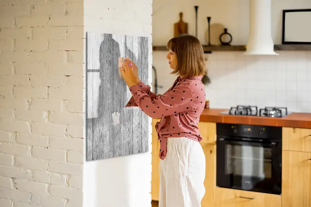 Tableau magnétique effaçable avec structure en bois