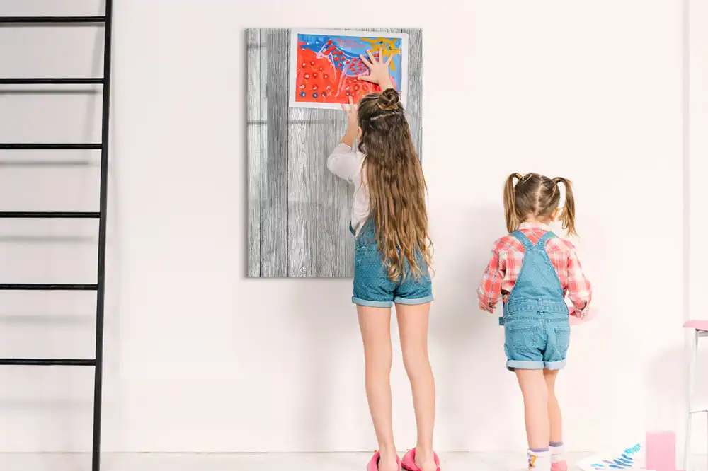 Tableau magnétique effaçable avec structure en bois