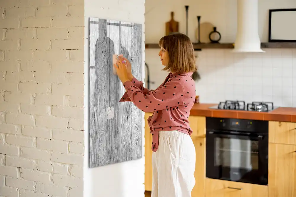 Tableau magnétique effaçable avec structure en bois