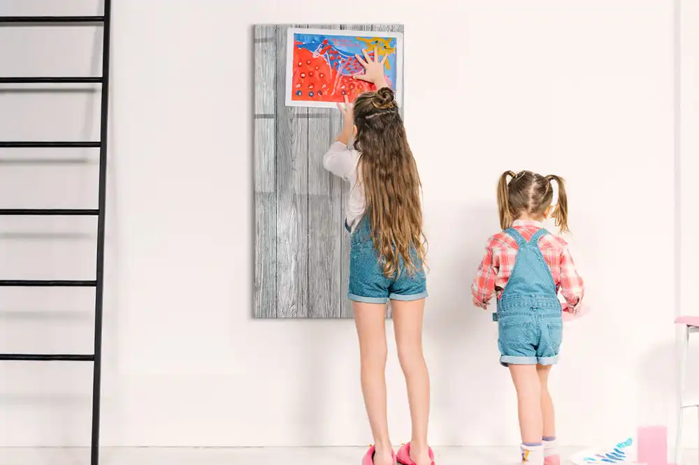 Tableau magnétique effaçable avec structure en bois