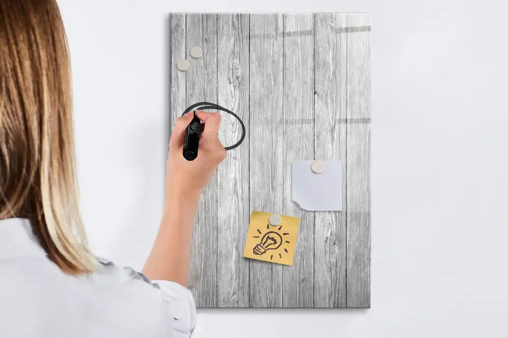 Tableau magnétique effaçable avec structure en bois