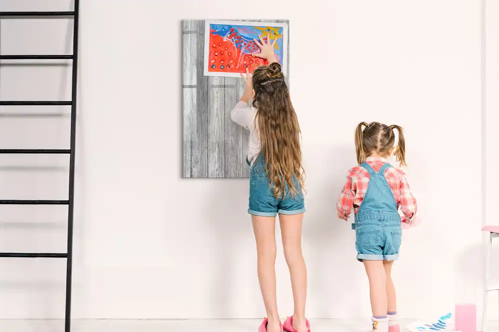 Tableau magnétique effaçable avec structure en bois