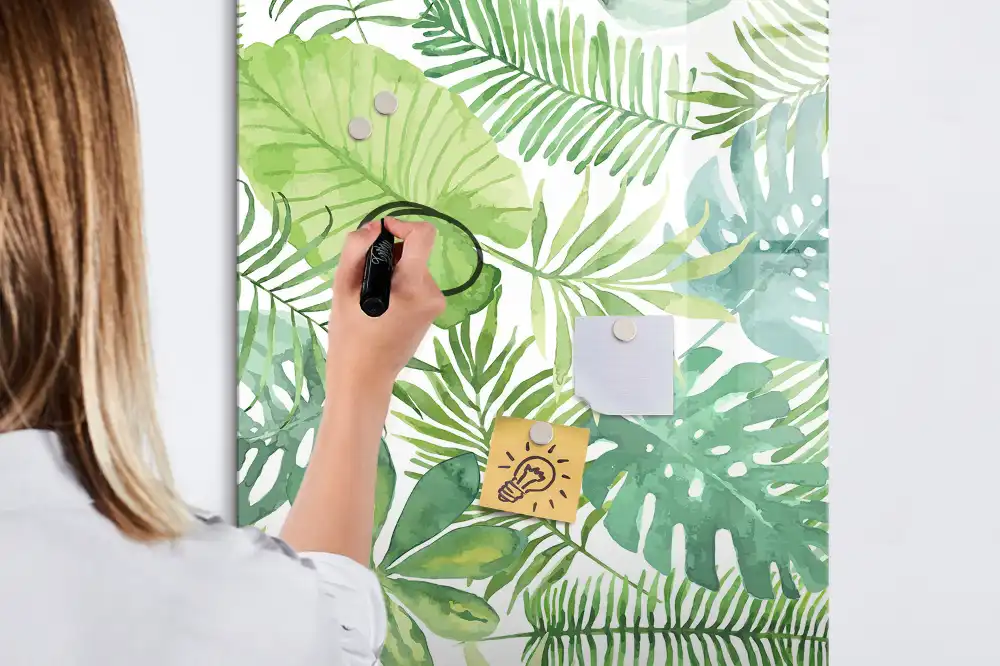 Tableau blanc magnétique effaçable à sec motif forêt aquarelle