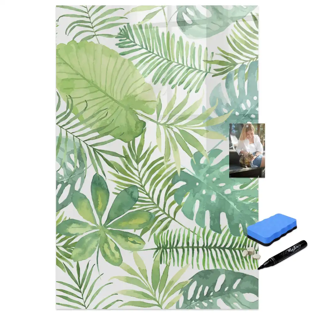 Tableau blanc magnétique effaçable à sec motif forêt aquarelle