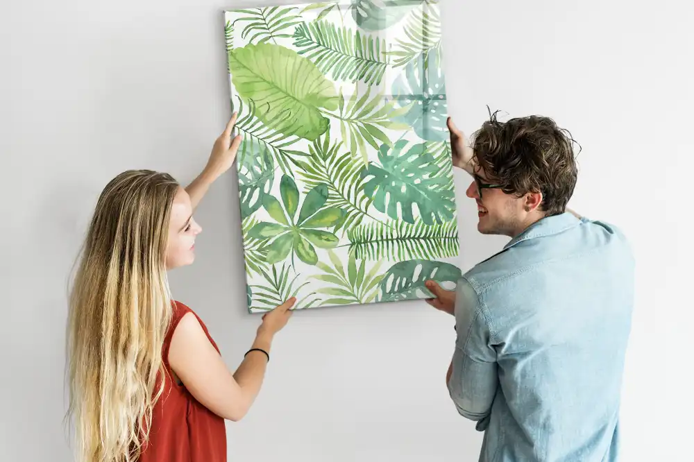 Tableau blanc magnétique effaçable à sec motif forêt aquarelle